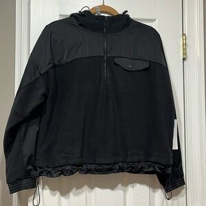 NWT Athleta black Zion micro fleece hoodie half zip size medium